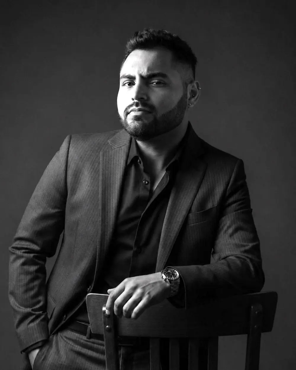 Retrato em preto e branco do Dr. Bruno Ribeiro